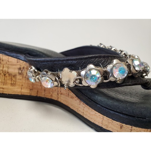 volatile chunky platform wedge black Rhinestone studded sandals Women’s US Sz 10 - Picture 5 of 7